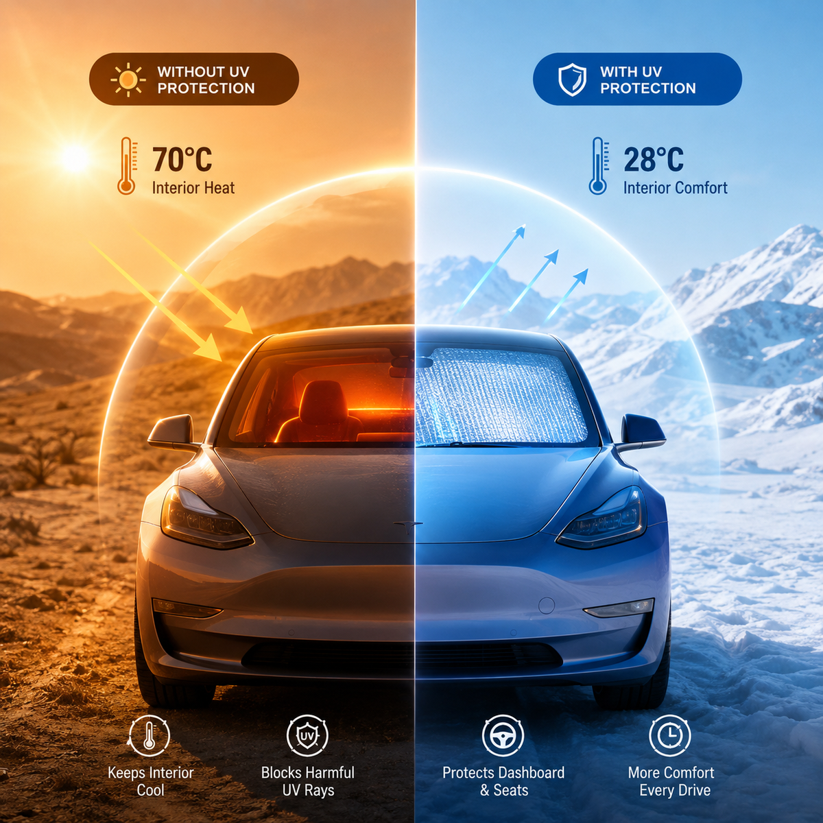 Automatic Electric Retractable Windshield Sunshade